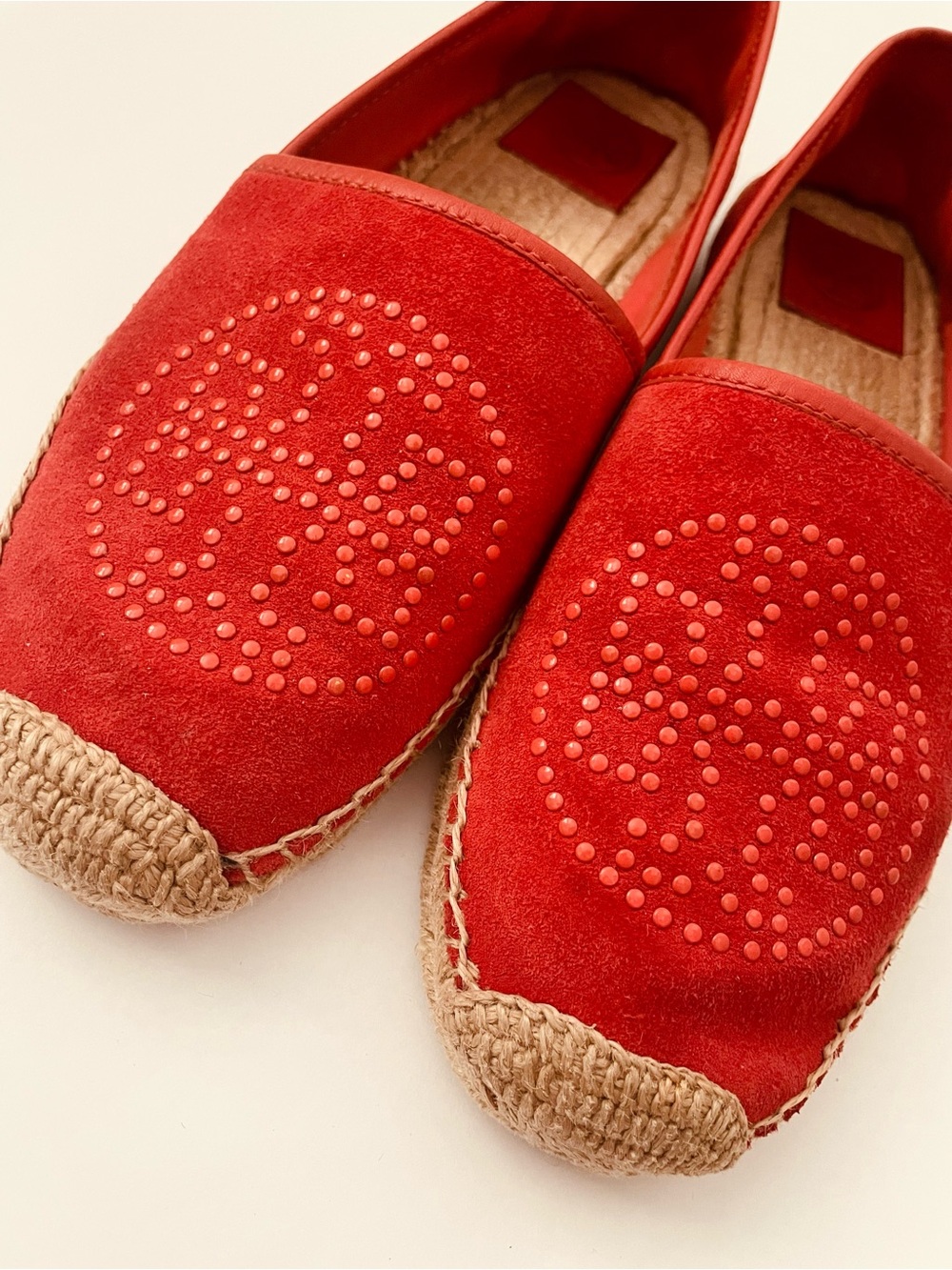 Tory Burch Red Suede Espadrille Slip-On Flats